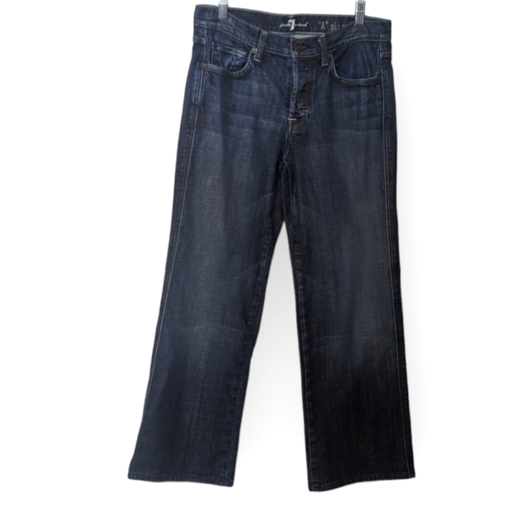 7 For All Mankind 7FAM Wide Leg Flare Style A Pocket Relaxed Style Jeans Size 31